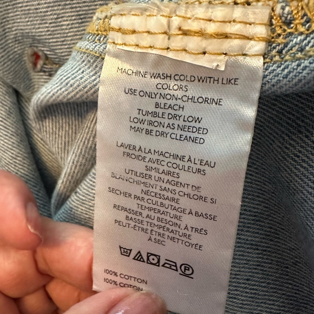 Free People Patchwork Light Blue Denim Jacket - Picture 7 of 9